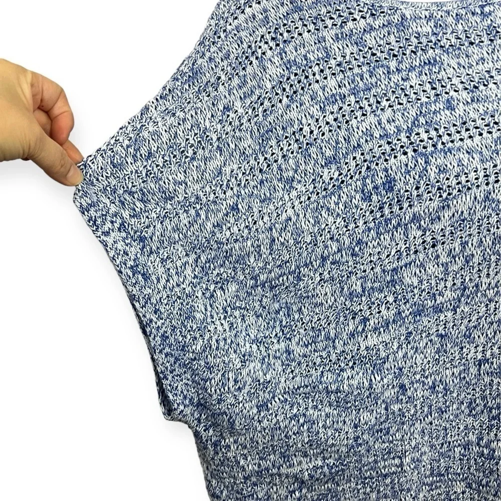 GAP Women's Marled Sleeveless Sweater Crew Neck Size XL Blue White 100% cotton - Picture 3 of 6